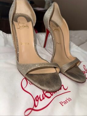 Louboutin toboggan silver glitter pumps
